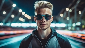 午夜酷帅金发戴墨镜帅哥图片